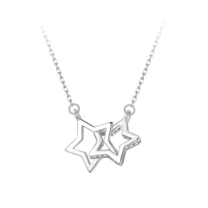Cœurs connectés : Collier pendentif en argent sterling étoile/cœur/chat