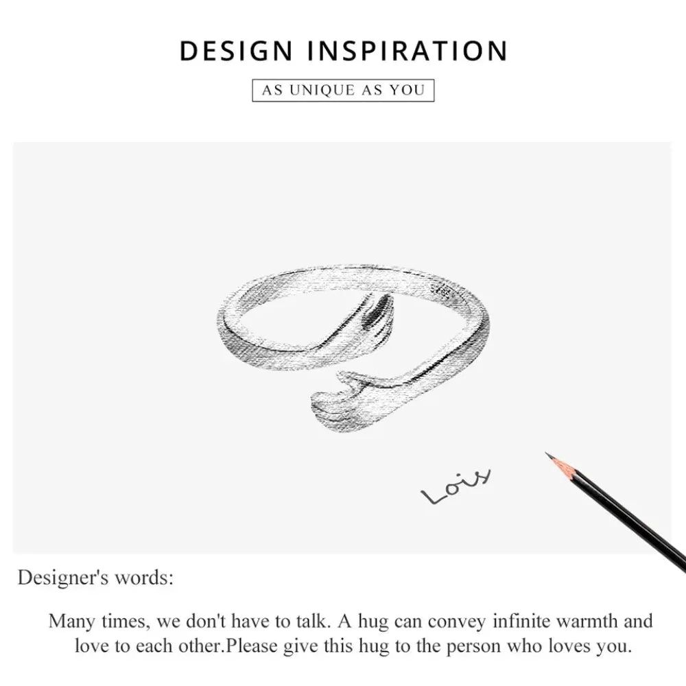 Bague Étreinte en Argent Sterling (Ajustable)