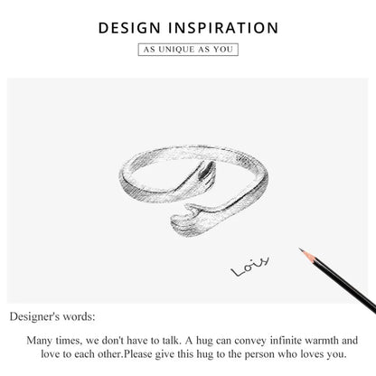 Bague Étreinte en Argent Sterling (Ajustable)