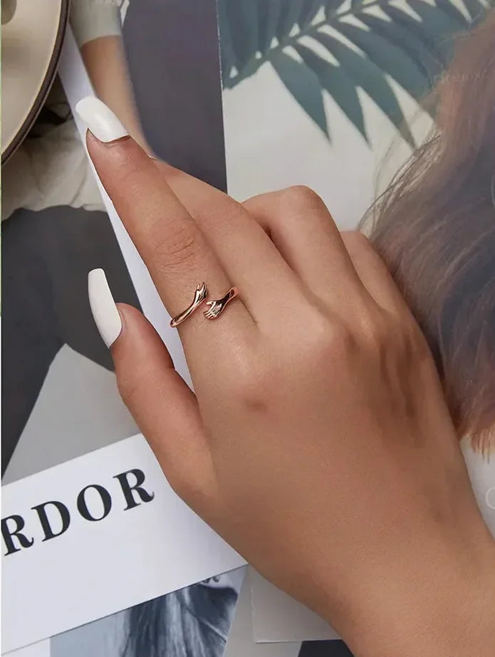 Bague Étreinte en Argent Sterling (Ajustable)