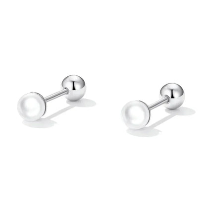 Charme et élégance : clous d'oreilles à vis en argent sterling 925 avec perles