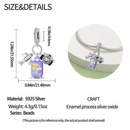 Travel Diary Sterling Silver Charm