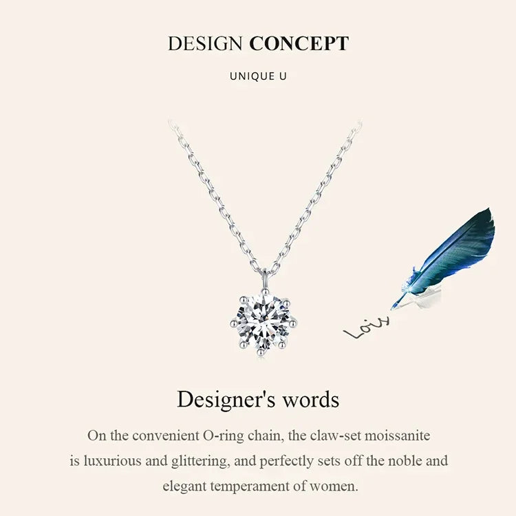 Collier pendentif éblouissant en argent sterling avec moissanite de 0,8 carat
