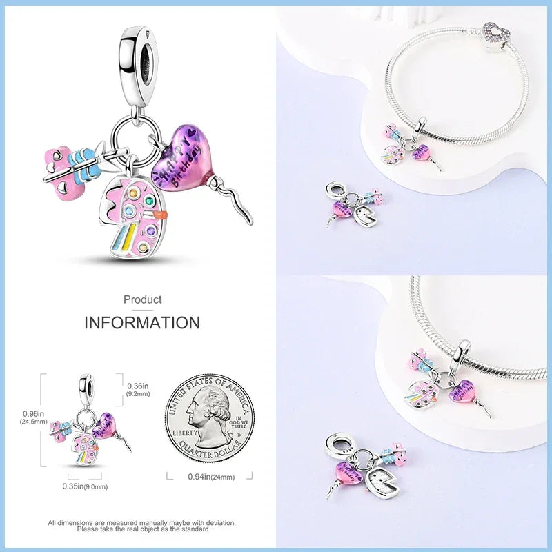 Breloque d'anniversaire Festive Fun en argent sterling
