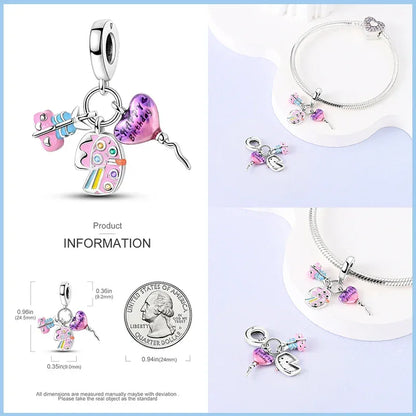 Breloque d'anniversaire Festive Fun en argent sterling