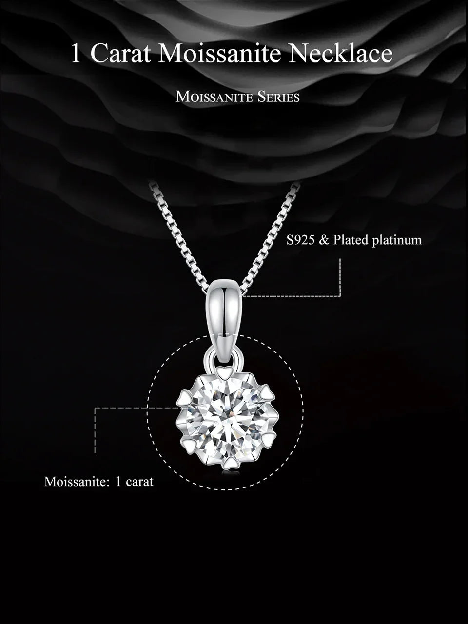 Collier pendentif en argent sterling avec moissanite 1 carat Stellar Shine