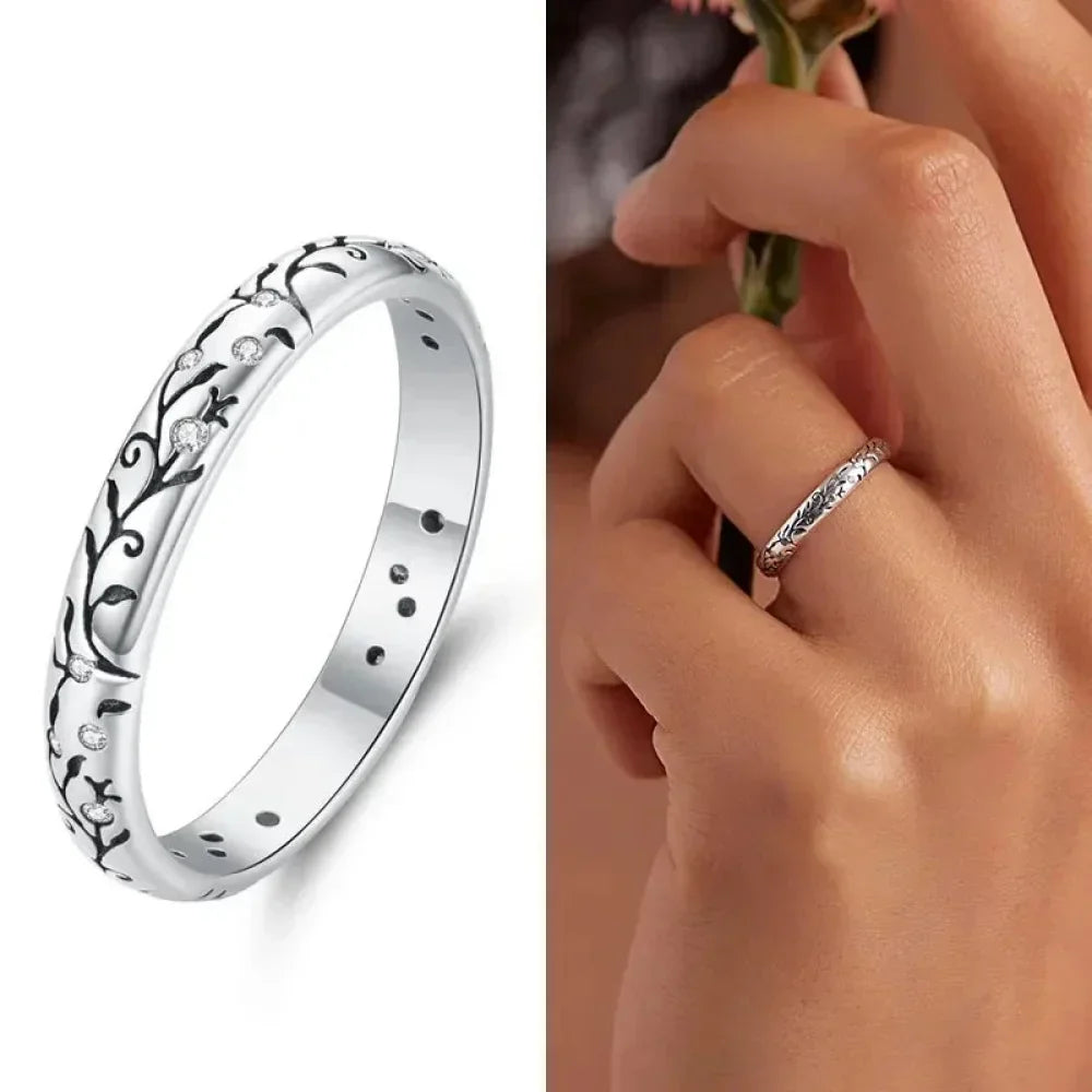 Bague fleurie gaufrée vintage en argent sterling 925