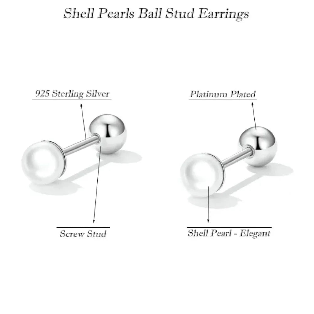 Charme et élégance : clous d'oreilles à vis en argent sterling 925 avec perles