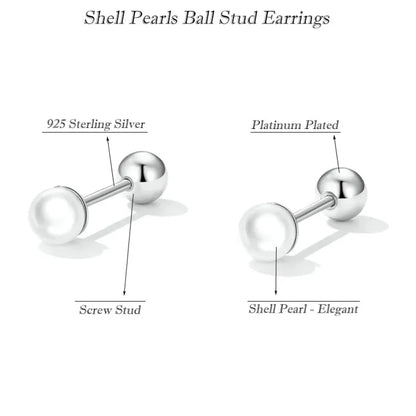 Charme et élégance : clous d'oreilles à vis en argent sterling 925 avec perles
