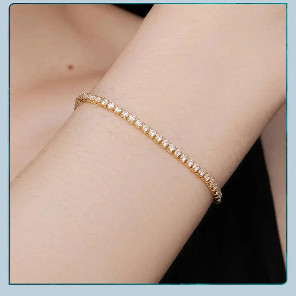 Bracelet de tennis en argent sterling 925 et zircone cubique