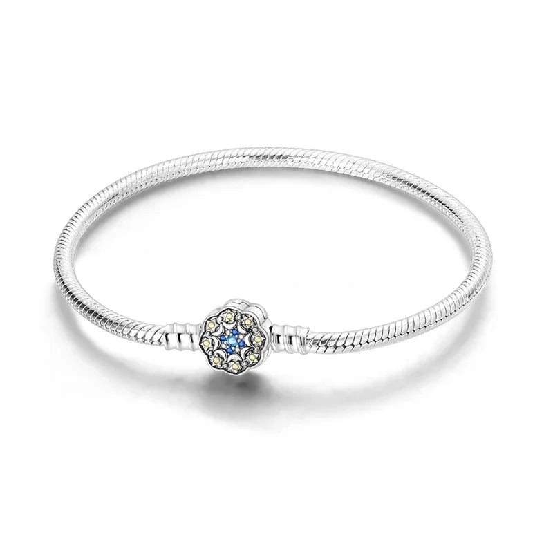Bracelet jonc flocon de neige en argent sterling avec oxydes de zirconium