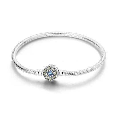 Bracelet jonc flocon de neige en argent sterling avec oxydes de zirconium