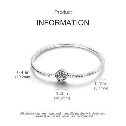 Bracelet jonc flocon de neige en argent sterling avec oxydes de zirconium
