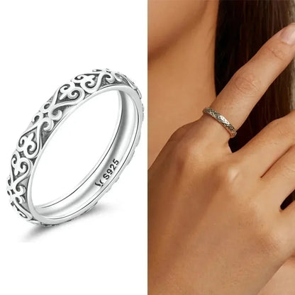 Bague fleurie gaufrée vintage en argent sterling 925