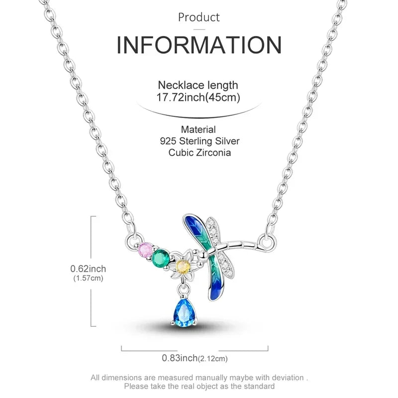 Collier libellule en argent sterling et cristal