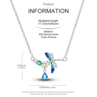 Collier libellule en argent sterling et cristal