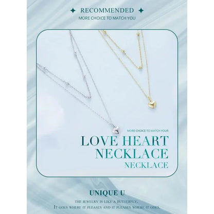Collier ras de cou avec pendentif double cœur en argent sterling 925