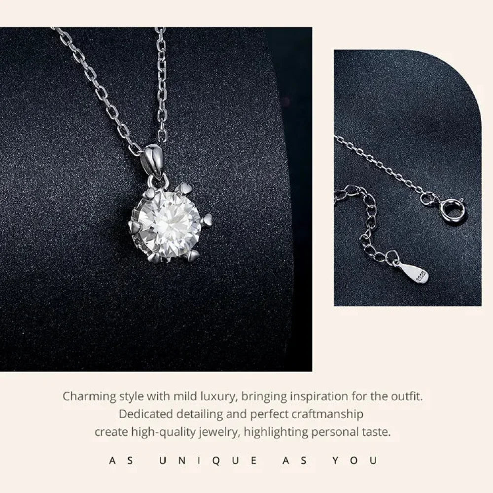Superbe Collier Pendentif Moissanite 1 Carat | Argent Sterling 925 | Bijoux Fins de Mariage et de Mariée