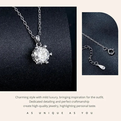 Superbe Collier Pendentif Moissanite 1 Carat | Argent Sterling 925 | Bijoux Fins de Mariage et de Mariée
