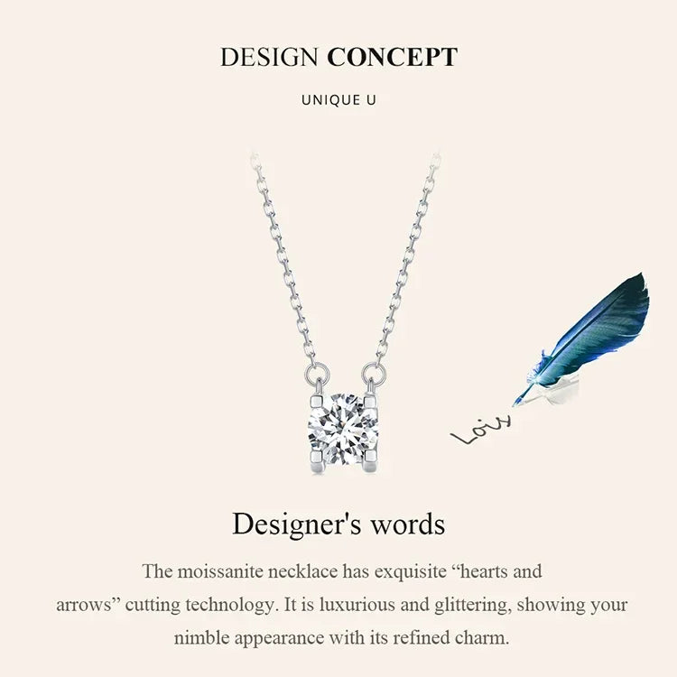 Collier Pendentif Moissanite 1 carat en Argent Sterling Éclatant