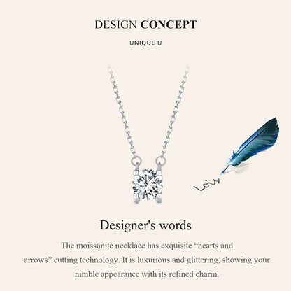 Collier Pendentif Moissanite 1 carat en Argent Sterling Éclatant