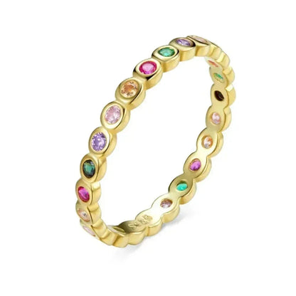 Bague Bande Arc-en-ciel en Argent Sterling 925 avec Zircones Cubiques