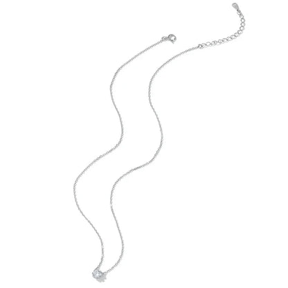 Gorgeous Shiny Choker - 925 Sterling Silver Geometric Cut Zircon Pendant Necklace