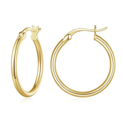 Boucles d'oreilles créoles en argent sterling 925 plaqué or blanc 14 carats | Créoles hypoallergéniques 24 mm