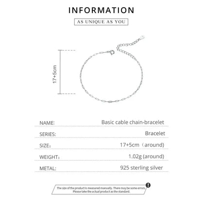 Bracelet chaîne câble en argent sterling 925 plaqué or