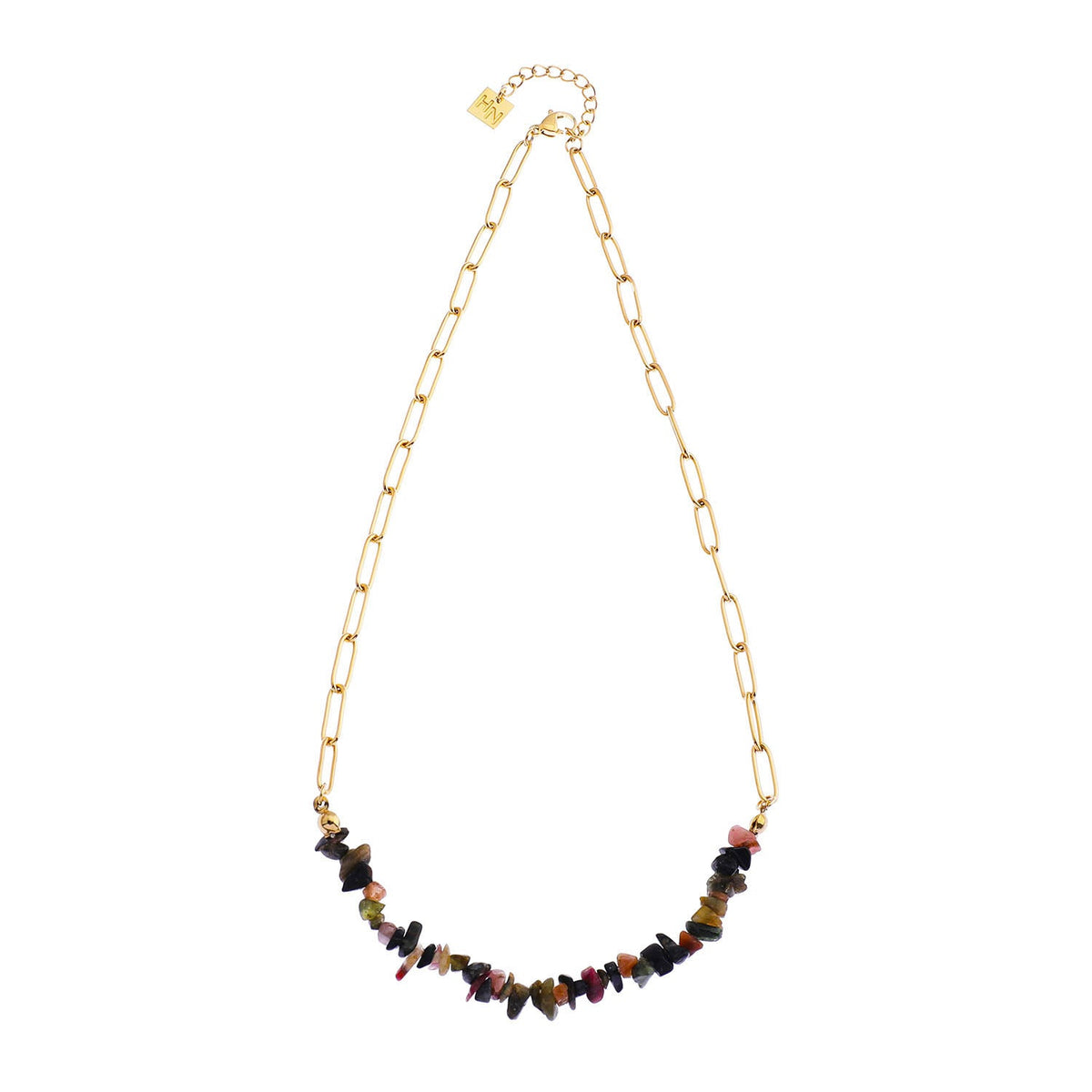 SALINAS Paper-Clip Linked Chain & TOURMALINE Gemstones Combination Necklace