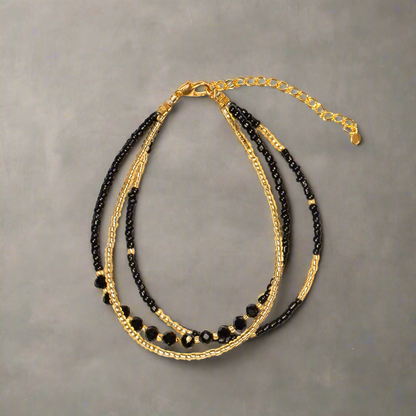 Bracelet triple rang avec perles de cristal