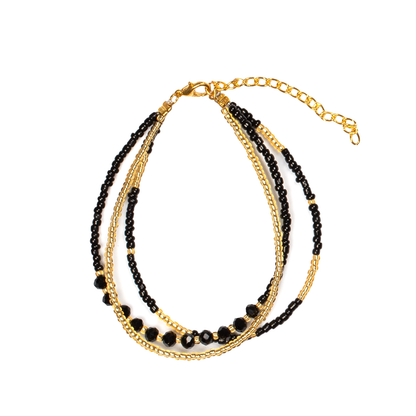 Bracelet triple rang avec perles de cristal