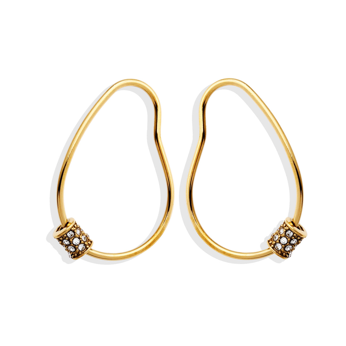 Boucles d'oreilles créoles irrégulières SIMAN avec pavé de zircones en or