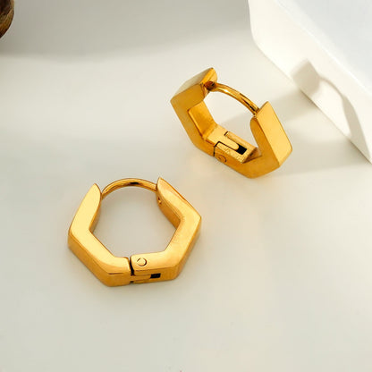 SITKA : Boucles d'oreilles mini-créoles pentagone à cinq côtés