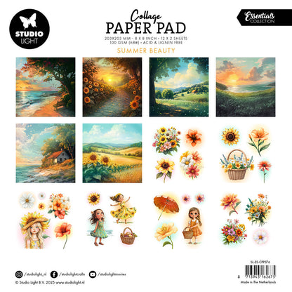 SL Bloc de papier pour collage Essentiels de beauté estivaux 24 feuilles