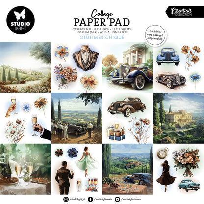Bloc de papier SL Collage Oldtimer Chique Essentials 24 feuilles