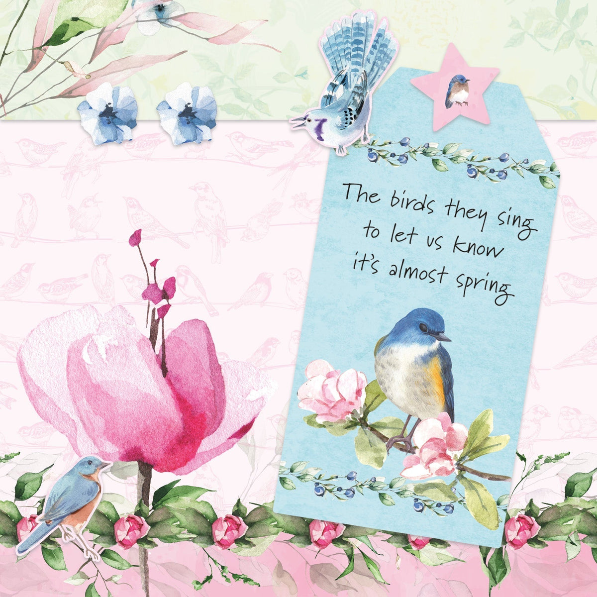 SL Die-Cut Paper Pad Spring Birds Essentials 294x210x9mm 32 SH nr.144