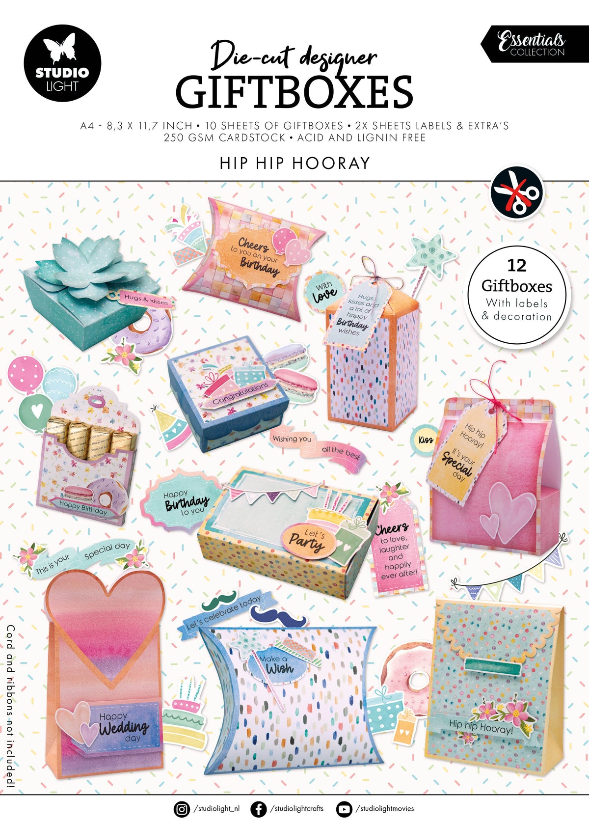 SL DIY Coffrets cadeaux Hip Hip Hooray Blocs de papier Essentiels 12 F