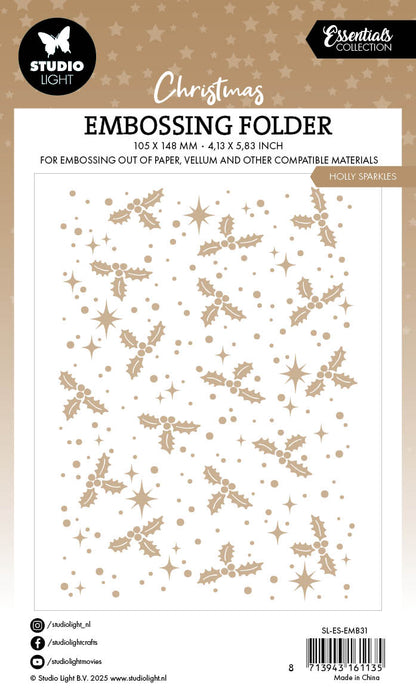 SL Embossing Folder Holly Sparkles Essentials 1 Piece