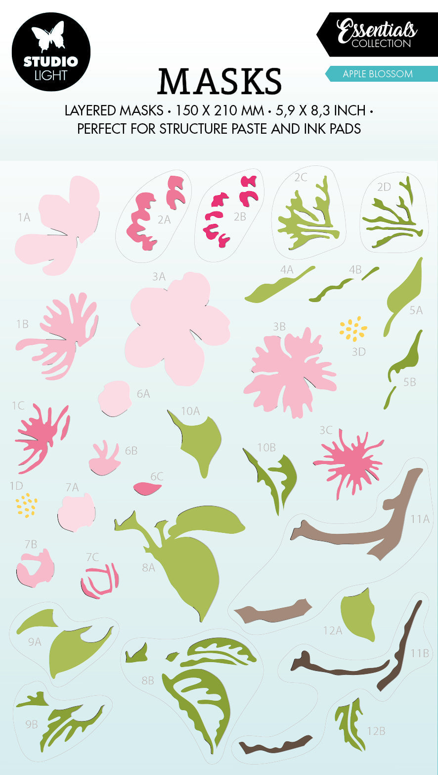 Pochoir SL Apple Blossom Essentials 150x210x1mm 1 pc n° 173