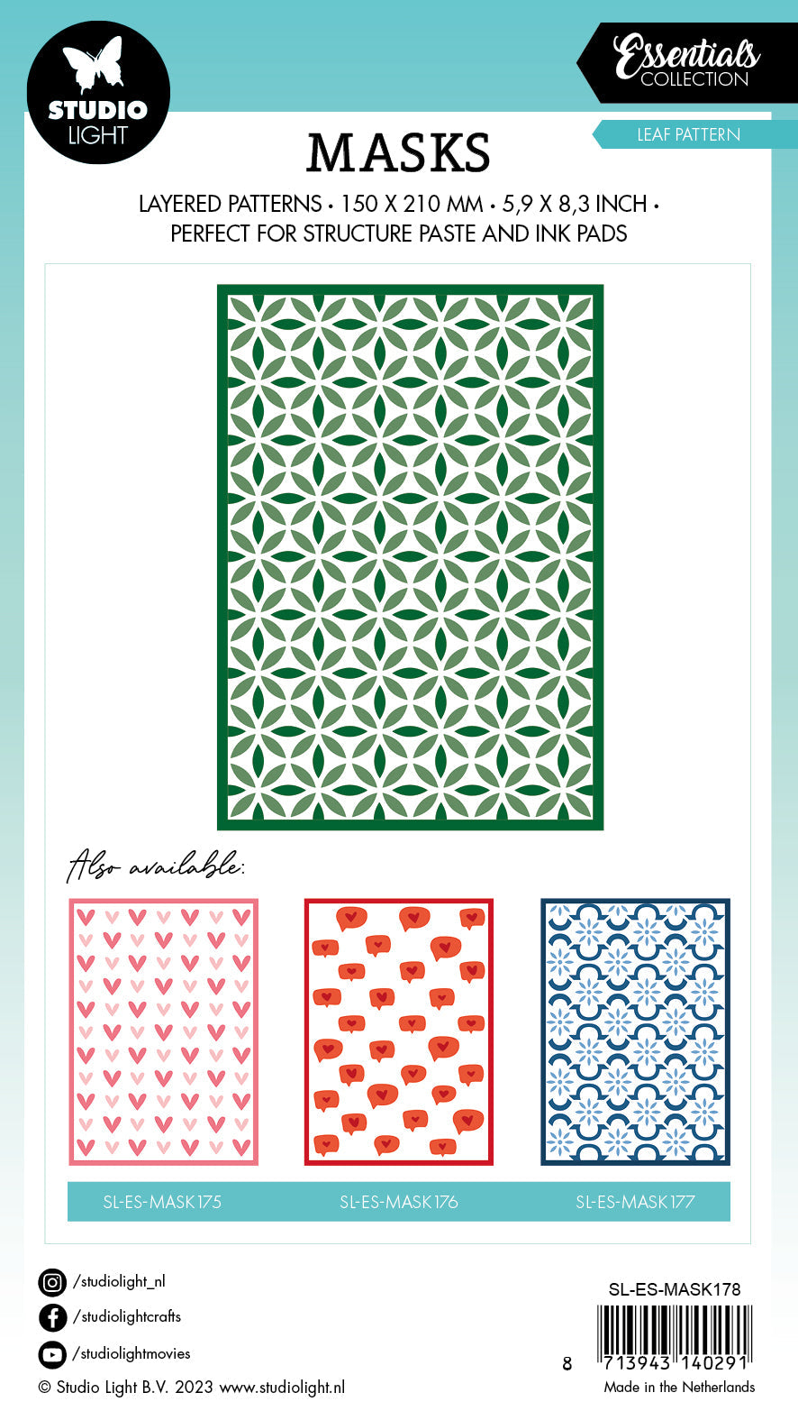 Pochoir SL Feuilles Motif Essentials 150x210x1mm 1 pièce n°178