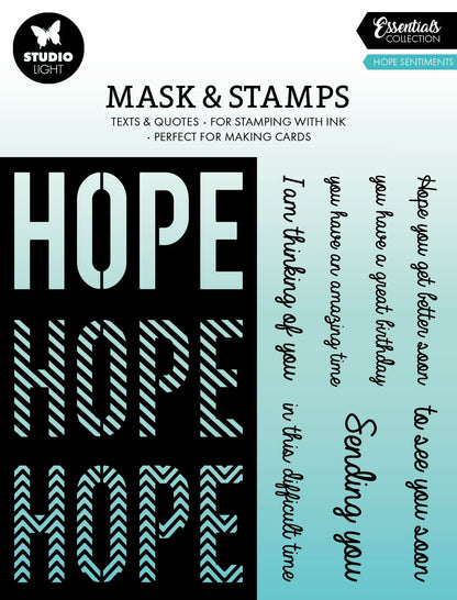 Masques et tampons SL « Hope Sentiments Essentials », 160x155x3mm, 8 pièces, n°05