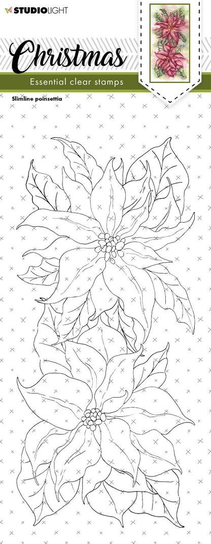SL Tampon transparent Noël Poinsettia Slimline Essentials 105x210x3mm 1 PC n°240
