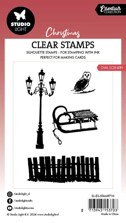 SL Tampon transparent Chouette Scènes Essentielles 4 pièces