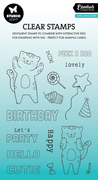 SL Clear Stamps Peek A Boo Slider Essentials 16 PC