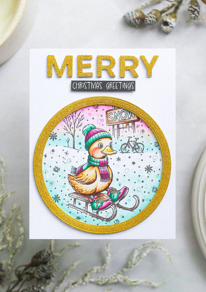 SL Clear Stamp Canard Sur Un Traîneau Essentials 74x105x1mm 1 Pièce