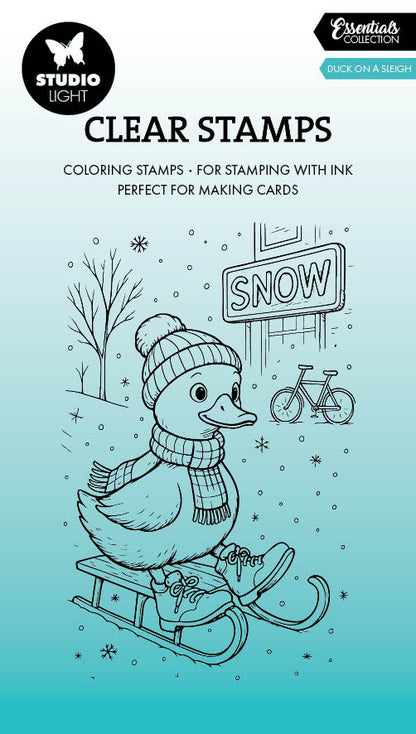 SL Clear Stamp Canard Sur Un Traîneau Essentials 74x105x1mm 1 Pièce