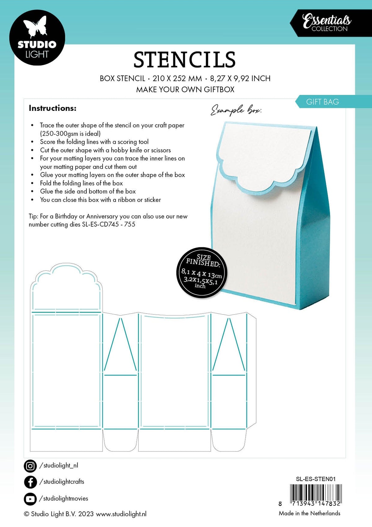 SL Pochoirs Essentiels de Sac Cadeau 210x252x1mm 1 PC nr.252