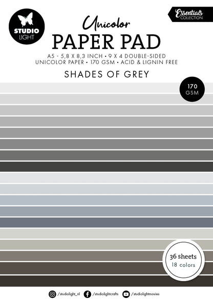SL Unicolor Paper Pad Shades Of Grey Essentials 36 SH