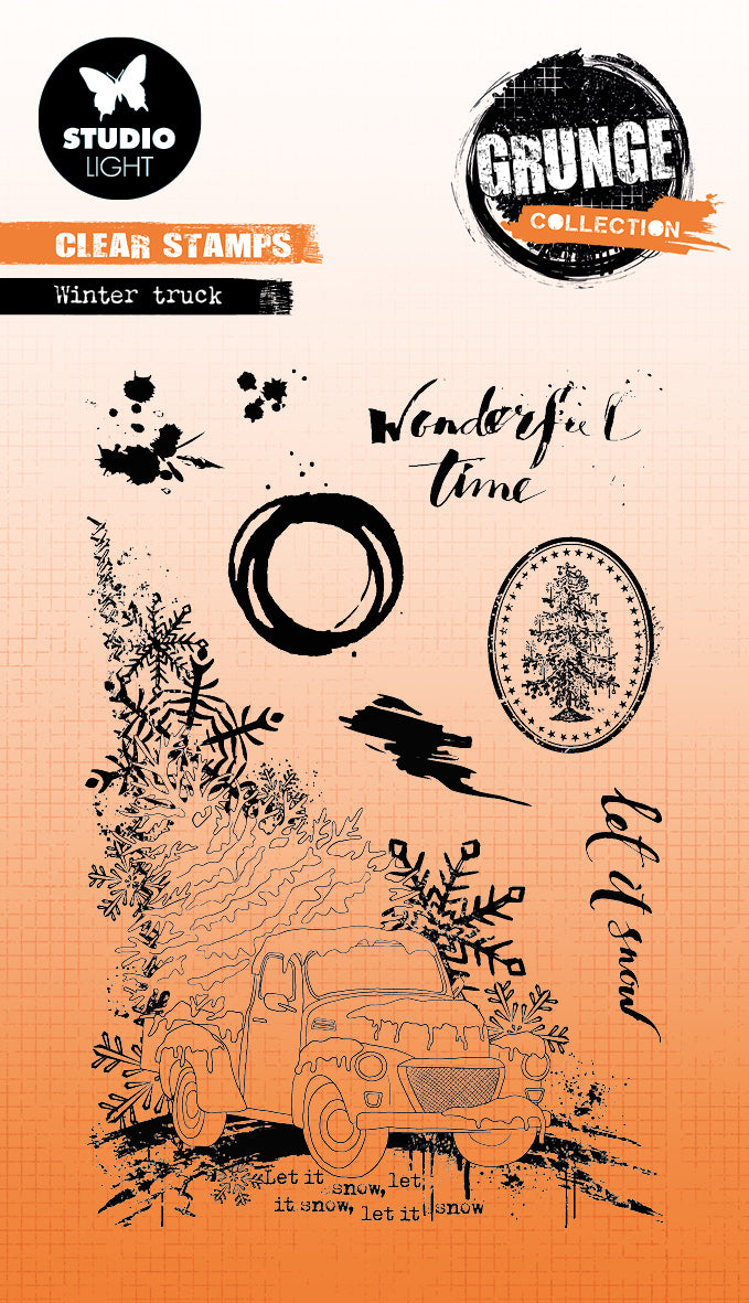 SL Tampon transparent Winter Truck Grunge Collection 148x105x3mm 8 PC n°318
